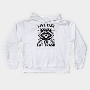 Funny Raccoon Live Fast Eat Trash Street Cats Squad Kids Hoodie